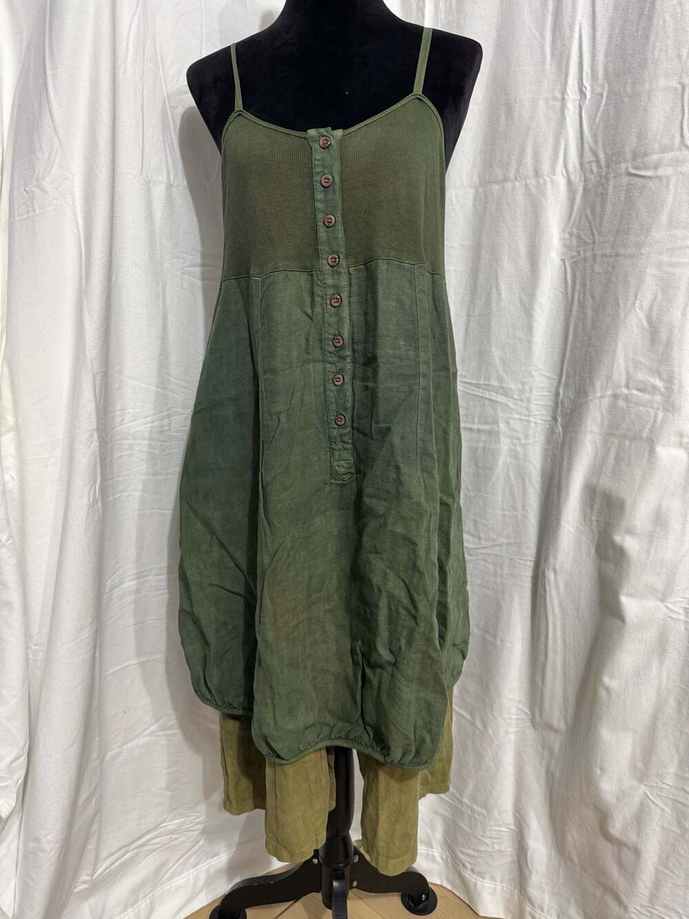 Completo Lino by Arthurio Olive Green 100% Linen Lagenlook Tunic Dress - Picture 2 of 11
